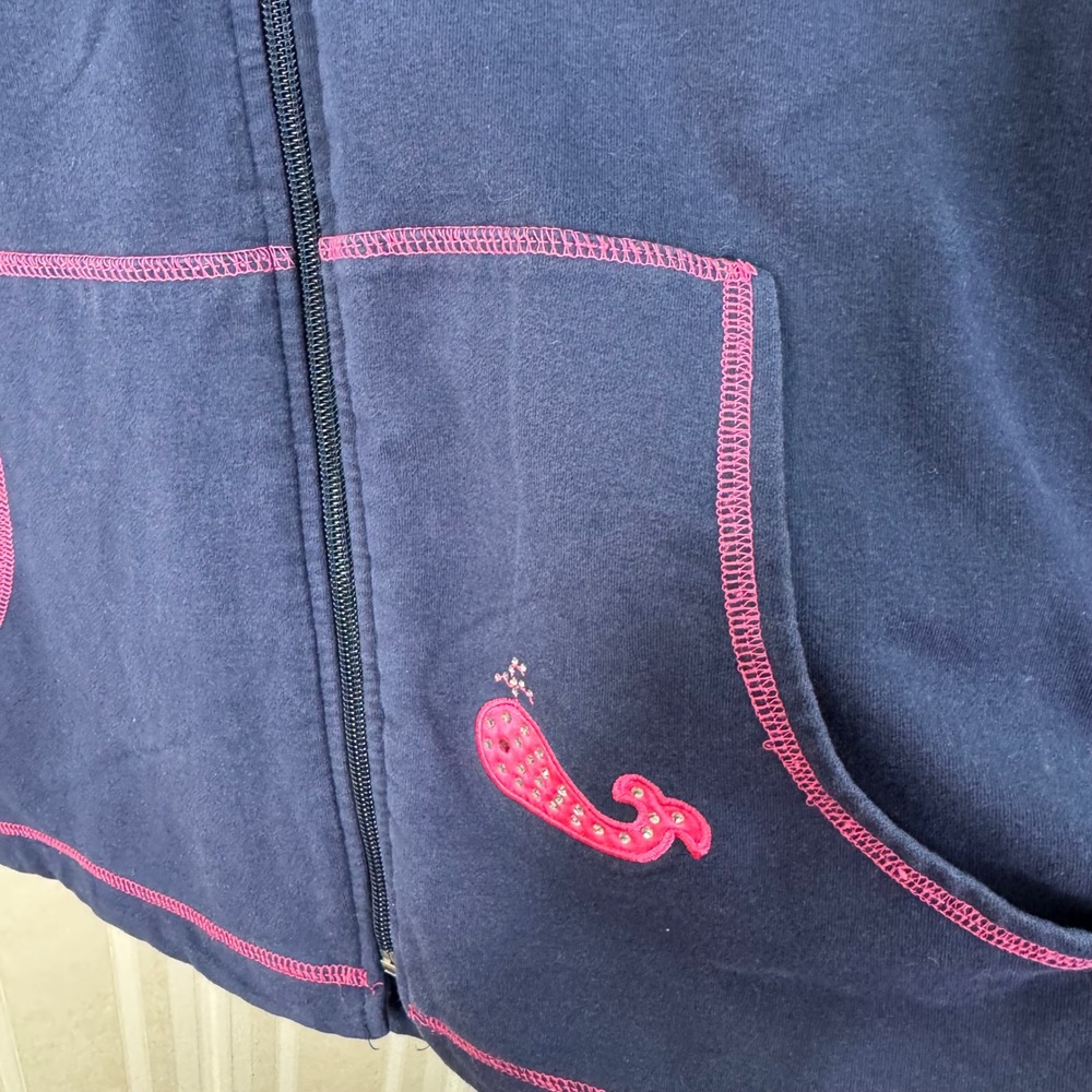Vintage The Quacker Factory Pink Blue Whale Embroidered Vest Full Zip Size XL - Picture 5 of 7